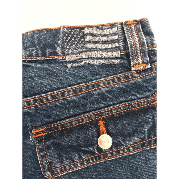 Revice Denim Baja Cargo Jeans Wide Leg Dark Wash American Flag Women's Sz 28 - Picture 10 of 13